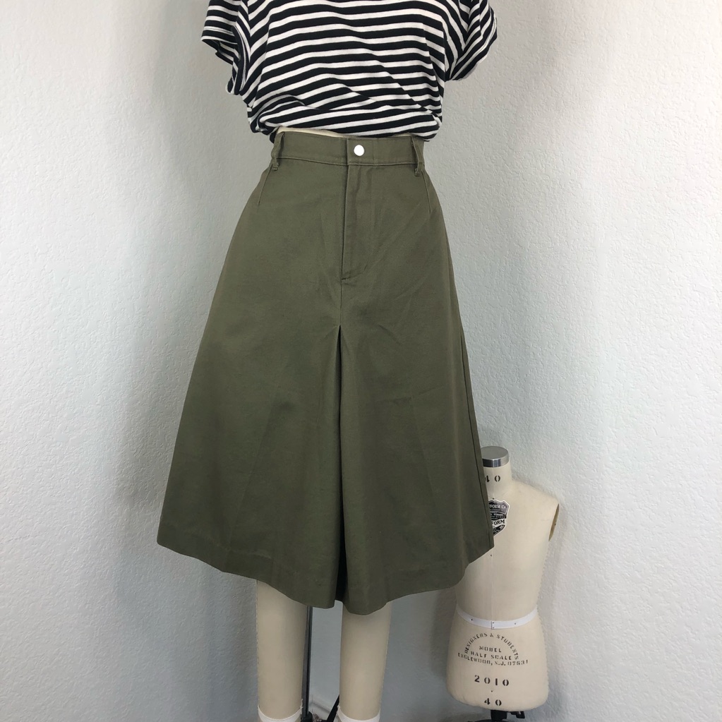 Oak Military Wide Short In Fatigue Culotte Flare